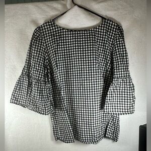 Time and Tru Black and White Checkered Blouse